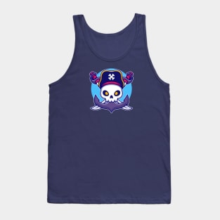 Pirate Skull With Anchor Cartoon Tank Top